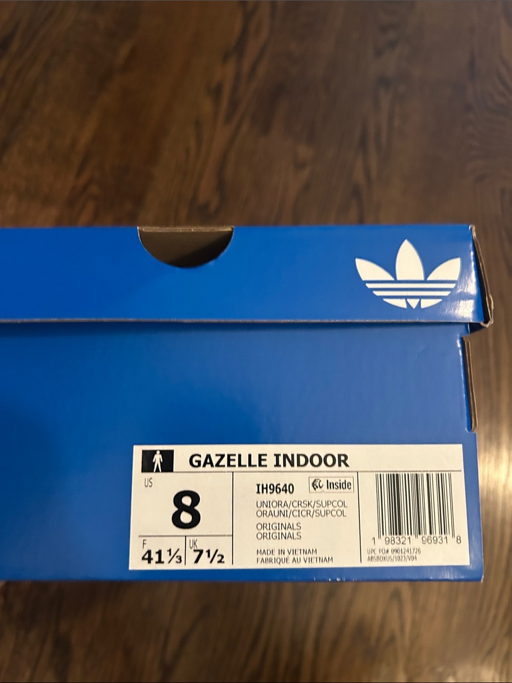 Adidas Gazelle indoor orange suede shoes with light blue stripes - Picture 5 of 5